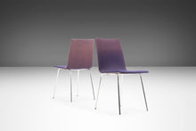 Load image into Gallery viewer, Set of 6 Minimal Chrome Dining Chairs Set on Petite Tubular Chrome Bases in Distressed Original Ombre Purple Fabric, West Germany, c. 1970's-ABT Modern