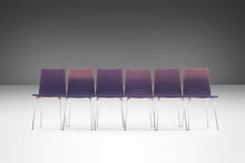 Load image into Gallery viewer, Set of 6 Minimal Chrome Dining Chairs Set on Petite Tubular Chrome Bases in Distressed Original Ombre Purple Fabric, West Germany, c. 1970's-ABT Modern