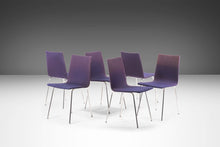 Load image into Gallery viewer, Set of 6 Minimal Chrome Dining Chairs Set on Petite Tubular Chrome Bases in Distressed Original Ombre Purple Fabric, West Germany, c. 1970's-ABT Modern