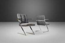 Load image into Gallery viewer, Set of Eight (8) "Z" Dining Chairs in Chrome and Original Fabric by Milo Baughman, USA, c. 1970's-ABT Modern