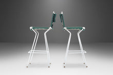 Load image into Gallery viewer, Set of Five (5) Mid Century Modern Bar Height Barstools in Forest Green Canvas on Wrought Iron Metal Frames, c. 1960s-ABT Modern