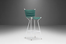 Load image into Gallery viewer, Set of Five (5) Mid Century Modern Bar Height Barstools in Forest Green Canvas on Wrought Iron Metal Frames, c. 1960s-ABT Modern