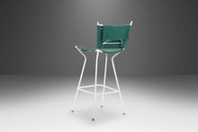 Load image into Gallery viewer, Set of Five (5) Mid Century Modern Bar Height Barstools in Forest Green Canvas on Wrought Iron Metal Frames, c. 1960s-ABT Modern