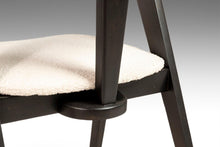 Load image into Gallery viewer, Set of Four (4) Ebonized Oak Compass Dining Chairs after Alan Gould for Knoll in New Boucle Upholstery, USA, c. 1960's-ABT Modern