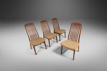 Load image into Gallery viewer, Set of Four (4) Ergonomic Contoured Dining Chairs by Shou Andersen in Teak Wood and Original Oatmeal Fabric, Denmark, c. 1970s-ABT Modern