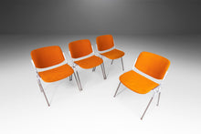 Load image into Gallery viewer, Set of Four (4) Giancarlo Piretti Model 106 Stackable Dining Chairs for Castelli in Burnt Orange Fabric, Italy, c. 1960's-ABT Modern