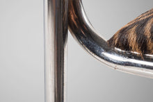 Load image into Gallery viewer, Set of Four (4) Italian Mid Century Modern Stacking Chrome Chairs w/ Hair On Hide Seats Attributed to Otto Gerdau, Italy, c.1970's-ABT Modern