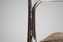 Load image into Gallery viewer, Set of Four (4) Italian Mid Century Modern Stacking Chrome Chairs w/ Hair On Hide Seats Attributed to Otto Gerdau, Italy, c.1970's-ABT Modern