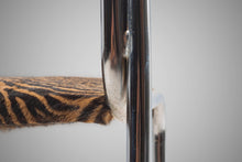 Load image into Gallery viewer, Set of Four (4) Italian Mid Century Modern Stacking Chrome Chairs w/ Hair On Hide Seats Attributed to Otto Gerdau, Italy, c.1970's-ABT Modern