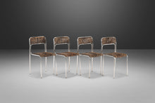 Load image into Gallery viewer, Set of Four (4) Italian Mid Century Modern Stacking Chrome Chairs w/ Hair On Hide Seats Attributed to Otto Gerdau, Italy, c.1970's-ABT Modern
