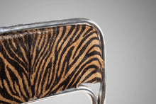 Load image into Gallery viewer, Set of Four (4) Italian Mid Century Modern Stacking Chrome Chairs w/ Hair On Hide Seats Attributed to Otto Gerdau, Italy, c.1970's-ABT Modern