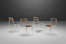 Load image into Gallery viewer, Set of Four (4) Italian Mid Century Modern Stacking Chrome Chairs w/ Hair On Hide Seats Attributed to Otto Gerdau, Italy, c.1970's-ABT Modern