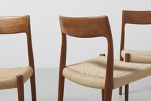 Load image into Gallery viewer, Set of Four (4) Model 77 Dining Chairs by Niels Moller for J.L. Mollers Mobelfabrik in Teakwood and Paper Cord, c. 1950-ABT Modern