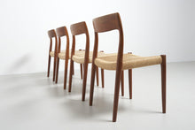 Load image into Gallery viewer, Set of Four (4) Model 77 Dining Chairs by Niels Moller for J.L. Mollers Mobelfabrik in Teakwood and Paper Cord, c. 1950-ABT Modern