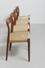 Load image into Gallery viewer, Set of Four (4) Model 77 Dining Chairs by Niels Moller for J.L. Mollers Mobelfabrik in Teakwood and Paper Cord, c. 1950-ABT Modern