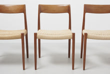 Load image into Gallery viewer, Set of Four (4) Model 77 Dining Chairs by Niels Moller for J.L. Mollers Mobelfabrik in Teakwood and Paper Cord, c. 1950-ABT Modern