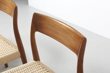 Load image into Gallery viewer, Set of Four (4) Model 77 Dining Chairs by Niels Moller for J.L. Mollers Mobelfabrik in Teakwood and Paper Cord, c. 1950-ABT Modern