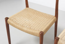 Load image into Gallery viewer, Set of Four (4) Model 77 Dining Chairs by Niels Moller for J.L. Mollers Mobelfabrik in Teakwood and Paper Cord, c. 1950-ABT Modern