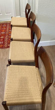 Load image into Gallery viewer, Set of Four (4) Model 77 Dining Chairs by Niels Moller for J.L. Mollers Mobelfabrik in Teakwood and Paper Cord, c. 1950-ABT Modern