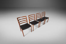 Load image into Gallery viewer, Set of Four (4) Model 85 Dining Chairs in Teak & Leather by Niels Møller for J.L. Møller Mobelfabrik, Denmark, c. 1960's-ABT Modern