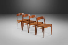 Load image into Gallery viewer, Set of Four (4) Moller Model #75 Dining Chairs in Teak and Suede by Niels Møller for J.L. Møllers, Denmark, c. 1960's-ABT Modern