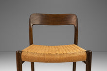 Load image into Gallery viewer, Set of Four ( 4 ) Niels Otto Moller Model 75 Dining Chairs for J.L. Mollers Mobelfabrik in Walnut Tinted Oak and Paper Cord, Denmark, 1960's-ABT Modern