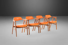 Load image into Gallery viewer, Set of Four (4) Rare Model 42 Arm Chairs in Teak and Vinyl by Erik Kirkegaard for Høng Stolefabrik, Denmark, c. 1950's-ABT Modern