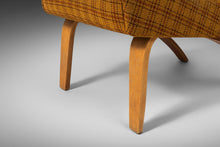 Load image into Gallery viewer, Set of Four (4) Slipper Chairs in Original Yellow Plaid Wool Fabric by Thonet, c. 1940s-ABT Modern