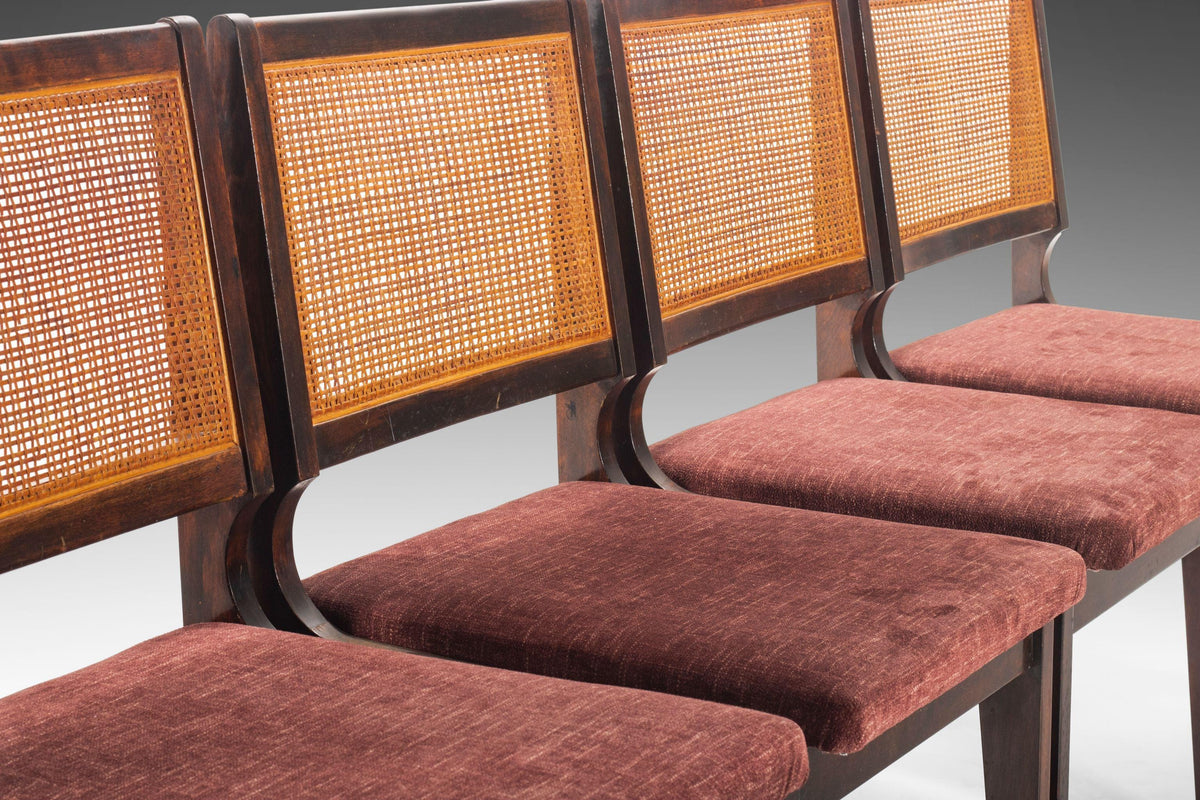 Mid Century Cane Back Dining Chairs Set Of Four (4) Sophisticated