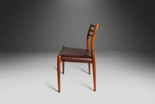 Load image into Gallery viewer, Set of Four (4) Teak Møller Model 78 Dining Chairs in Leather by J.L. Møllers Møbelfabrik, Denmark, c. 1960's-ABT Modern