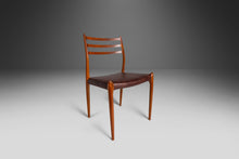 Load image into Gallery viewer, Set of Four (4) Teak Møller Model 78 Dining Chairs in Leather by J.L. Møllers Møbelfabrik, Denmark, c. 1960's-ABT Modern