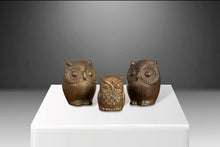 Load image into Gallery viewer, Set of Three (3) Mid Century Brass Owl Paperweights, Korea, c. 1970's-ABT Modern