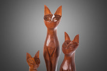 Load image into Gallery viewer, Set of Three Danish Modern Hand Carved Cat Sculptures in Teak, Denmark, c. 1960's-ABT Modern