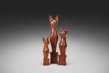 Load image into Gallery viewer, Set of Three Danish Modern Hand Carved Cat Sculptures in Teak, Denmark, c. 1960's-ABT Modern