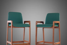 Load image into Gallery viewer, Set of Two (2) Bar Height Barstools by Tarm Stole in Solid Teak and Original Knit Fabric, 1970s-ABT Modern