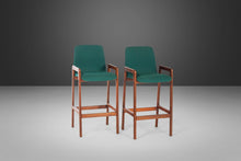 Load image into Gallery viewer, Set of Two (2) Bar Height Barstools by Tarm Stole in Solid Teak and Original Knit Fabric, 1970s-ABT Modern