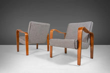 Load image into Gallery viewer, Set of Two (2) Bentwood Lounge Chairs by Thonet Newly Upholstered, c. 1940-ABT Modern