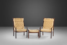 Load image into Gallery viewer, Set of Two (2) Bentwood Lounge Chairs w/ Ottoman in Rosewood & Original Fabric by Fredrik A. Kayser for Vatne Møbler, Denmark, c. 1960's-ABT Modern