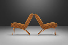 Load image into Gallery viewer, Set of Two (2) Bentwood Slipper Chairs in Original Yellow Plaid Wool Fabric by Thonet, USA, c. 1940s-ABT Modern
