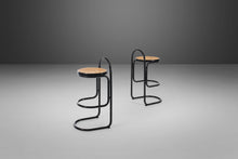 Load image into Gallery viewer, Set of Two (2) Cane and Ebonized Metal Bar Stools After Thonet, USA, 1970's-ABT Modern
