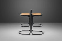 Load image into Gallery viewer, Set of Two (2) Cane and Ebonized Metal Bar Stools After Thonet, USA, 1970's-ABT Modern