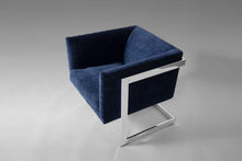Load image into Gallery viewer, Set of Two (2) Club Chairs in Navy Blue Velvet w/ a Chrome Frame by Milo Baughman-ABT Modern