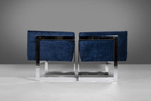 Load image into Gallery viewer, Set of Two (2) Club Chairs in Navy Blue Velvet w/ a Chrome Frame by Milo Baughman-ABT Modern