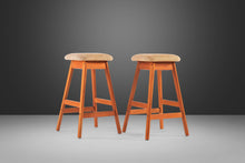 Load image into Gallery viewer, Set of Two (2) Counter Height Barstools by Vamdrup Stolefabrik in Teak w/ Original Beige Fabric, 1970s-ABT Modern