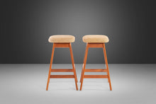 Load image into Gallery viewer, Set of Two (2) Counter Height Barstools by Vamdrup Stolefabrik in Teak w/ Original Beige Fabric, 1970s-ABT Modern