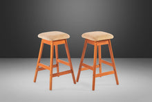 Load image into Gallery viewer, Set of Two (2) Counter Height Barstools by Vamdrup Stolefabrik in Teak w/ Original Beige Fabric, 1970s-ABT Modern