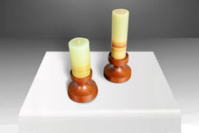 Load image into Gallery viewer, Set of Two (2) Danish Mid Century Modern Candlestick Holders in Walnut by Rude Osolnik Signed, Denmark, c. 1960s-ABT Modern