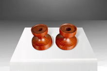 Load image into Gallery viewer, Set of Two (2) Danish Mid Century Modern Candlestick Holders in Walnut by Rude Osolnik Signed, Denmark, c. 1960s-ABT Modern