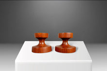 Load image into Gallery viewer, Set of Two (2) Danish Mid Century Modern Candlestick Holders in Walnut by Rude Osolnik Signed, Denmark, c. 1960s-ABT Modern