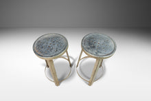 Load image into Gallery viewer, Set of Two (2) French Hammered Solid Aluminum Industrial Counter Height Bar Stools, France, c. 1970's-ABT Modern